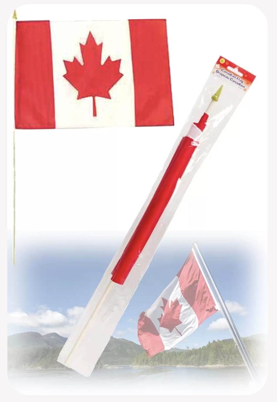 Drapeau du Canada avec bâton 18x12
